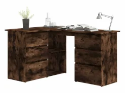 Clicnbuy Escritorio Rinconero * Escritorio de esquina contrachapada roble ahumado 145x100x76cm Marru00f3n