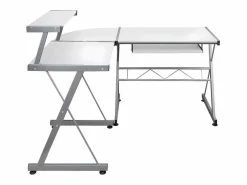 Clicnbuy Mesa De Ordenador * Escritorio de esquina madera contrachapada 132x112x99 cm Blanco