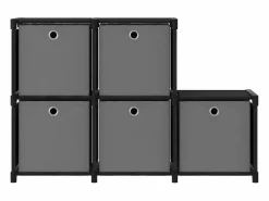 Clicnbuy Estantería * Estantería de 5 cubos con cajas tela negra 103x30x72,5 cm Negro