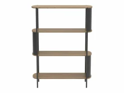 Calicosy Estantería * Estantería de 4 niveles con acabado de madera y laterales de metal negro H133,5 cm - EKLO Color natural claro