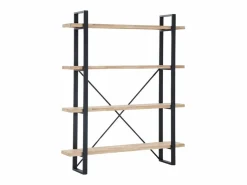 Basic Estantería * Estantería Plank 4 estantes metal roble nordish/negro 180x150x30 cm Adec Negro / Color natural claro