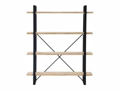Basic Estantería * Estantería Plank 4 estantes metal roble nordish/negro 180x150x30 cm Adec Negro / Color natural claro