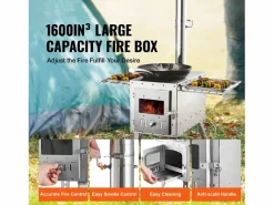 Brasero * Estufa de Leña Portátil SucceBuy para Acampada, Fabricada en Acero Inoxidable con Tubos de Chimenea Plateado