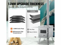 Brasero * Estufa de Leña Portátil SucceBuy para Acampada, Fabricada en Acero Inoxidable con Tubos de Chimenea Plateado