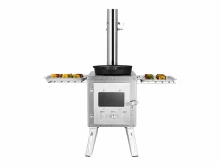 Brasero * Estufa de Leña Portátil SucceBuy para Acampada, Fabricada en Acero Inoxidable con Tubos de Chimenea Plateado