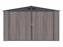 EXPERTLAND Garaje * Garaje de acero galvanizado efecto madera gris 15,1 m² NERON Gris antracita / Color natural oscuro