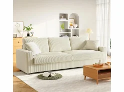 Gran sofá en terciopelo acanalado con 2 cojines - - 256 x 89 x 88 cm < DripeX Online