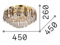Ideal Lux Plafón * MAGNOLIA - Lámpara de techo empotrada de cristal para interior 7 luces , G9 Dorado