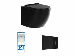 Inodoro flotante brillante con bastidor y placa de accionamiento, JAVOINE < Vente-unique Discount