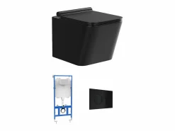 Inodoro flotante mate con marco de soporte y placa de descarga, CLEMONA < Vente-unique New