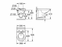 GROHE Inodoro Suspendido | Inodoro mural Bau Ceramic con brida