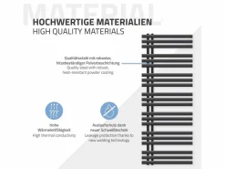 LuxeBath Toallero Eléctrico * Iron EM Design Radiador de calefacción para baño, secador de toallas, antracita, 600 x 1600 mm Gris