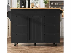Hauss Spole Isla Cocina | Isla de cocina con 8 cajones - Carro con ruedas y tapa abatible -