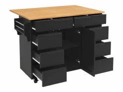 Hauss Spole Isla Cocina | Isla de cocina con 8 cajones - Carro con ruedas y tapa abatible -