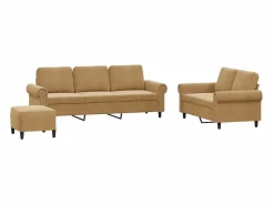 Juego de sofás con cojines 3 piezas terciopelo marrón < Clicnbuy Best