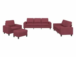 Juego de sofás 4 piezas tela tinto < Clicnbuy New