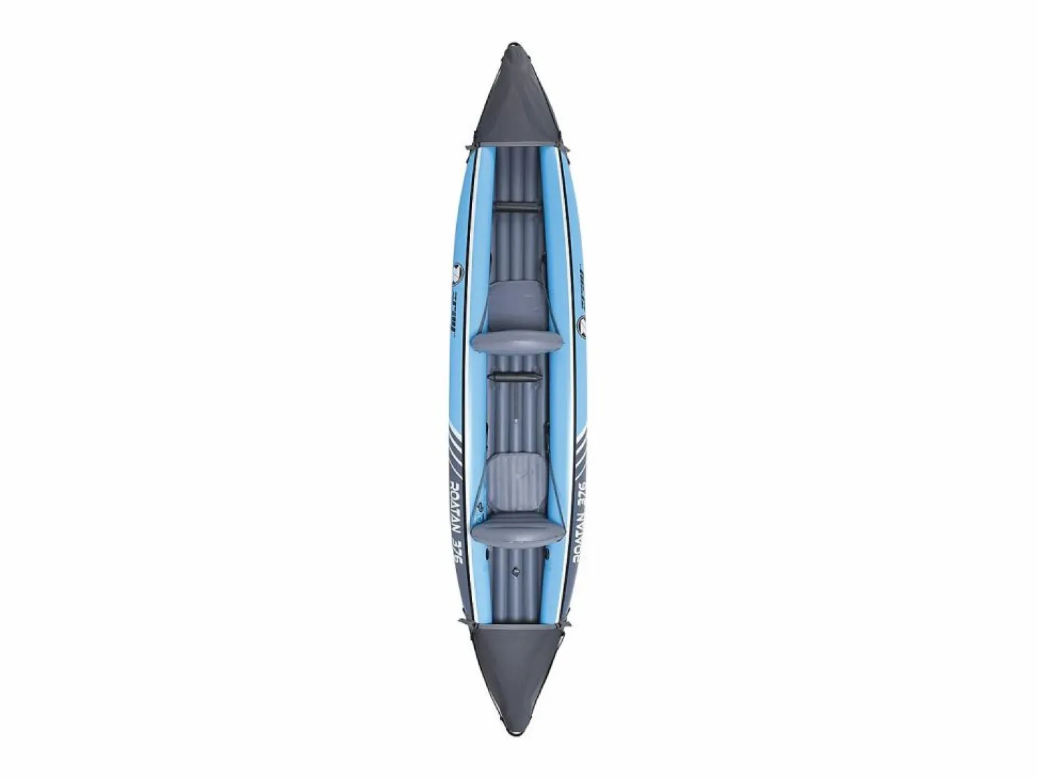 ZRAY Deportes Náuticos * Kayak hinchable Roatan 2 plazas 100% PVC Bomba de pie + 2 remos - Max 160kg -376x77cm (148 "x30") - Azul