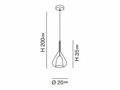 Lámpara colgante LED Lila de metal y cristal borosilicato transparente 3481-40-140 Fabas Luce < Outlet