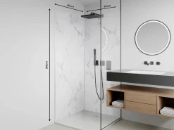 Lote de 2 paneles de pared de ducha efecto mármol de aluminio 2 x L90 x Alt. 210 cm ENEKO < Vente-unique Outlet