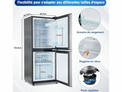 DripeX Electrodomésticos De Frío * 106L Silver+Negro Negra, con partición de vidrio y pies ajustables, 7 temperatura, -25 ~ 10 ℃, clase de eficiencia energética Plateado