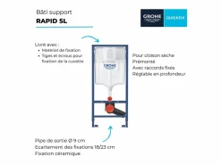 GROHE Inodoro Suspendido * Marco de soporte de superficie Rapid SL Negro