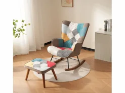 Mecedora con reposapiés - 69,5 x 50 x 88,5 cm - Esponja + fibras de polipropileno - < Merax Outlet
