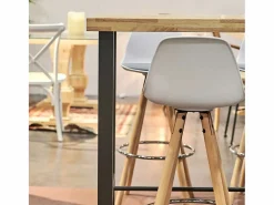 ADEC Mesa Alta * Mesa alta de comedor Loft diseño nórdico roble Nordish/negro 100x120x70 cm Color natural claro