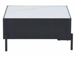 Mesa de centro de cerámica, MDF y metal - Negro y blanco - CYNDORA < Vente-unique New