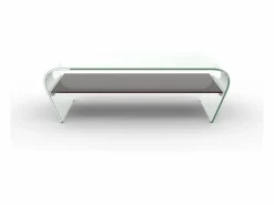 Mesa de centro de cristal curvado repisa negra lacada KELLY < Vente-unique Outlet