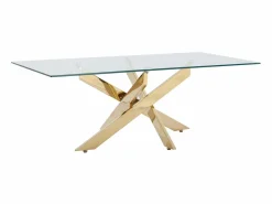 Mesa de centro en cristal templado y metal dorado - Transparente - COSIMA < Vente-unique Best
