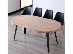 ADEC Mesa De Comedor * Mesa de comedor Berg extensible forma redonda roble honey/ 76x100-140-180x100 cm Negro