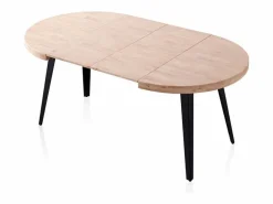 ADEC Mesa Extensible | Mesa de comedor Berg extensible diseño redondo roble nordish/negro 76x80-120-160x80 cm