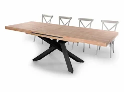ADEC Mesa Extensible | Mesa de comedor Xena extensible forma rectangular roble Nordish/negro 76x140-180-220x90 cm