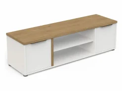 Calicosy Mesa De Ordenador | Mueble TV ACCESS - 2 Puertas + 1 Nicho - Roble Hamilton y - 134,8 x 39,6 x 39,1 cm