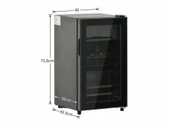 DripeX Electrodomésticos De Frío | Nevera de 76L con congelador y cajón para verduras - Clase E - con LED y puerta de vidrio - 42dB - temperatura ajustable - 43.5x40x71.6cm