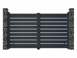 EXPERTLAND Portón * Pack portón calado motorizado antracita de aluminio Ancho 300 x Alt. 176 cm PRIMO Gris antracita