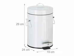 Papelera vintage de metal con pedal para cocina o baño 3 litros color blanco 13_0002319 < Helloshop26 Outlet