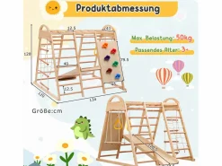 Parque infantil 7 en 1 con tobogán, columpio y red de escalada, 140 x 120 x 120 cm < New