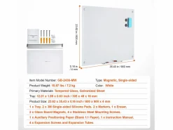 Póster | Pizarra Magnética de Cristal SucceBuy, 90 x 60cm, Borrado en Seco Sin Marco