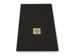 MIRLO Plato De Ducha * Plato de ducha pizarra PURE 70x140 cm rejilla inox Negro
