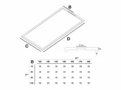 MIRLO Plato De Ducha * Plato de ducha resina LUX ANTRACITA 70x140cm rejilla inox Gris antracita