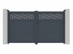 EXPERTLAND Portón * Portón aluminio - Ancho 305 x Alt. 181 cm - Antracita - BAZIO Gris antracita