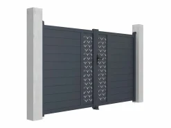EXPERTLAND Portón * Portón aluminio - Ancho 305 x Alt. 181 cm - Antracita - GREGOR Gris antracita