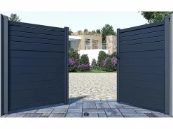 EXPERTLAND Portón * Portón aluminio persiana - Ancho 305 x Alt. 181 cm - Antracita - VIAZO Gris antracita