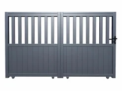 EXPERTLAND Portón * Portón corredero aluminio calado Ancho 401 x Alt. 149 cm antracita TARNOS II Gris antracita