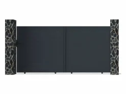 EXPERTLAND Portón * Portón corredero de aluminio antracita Ancho 374 x Alt. 180 cm - NAZARIO Gris antracita