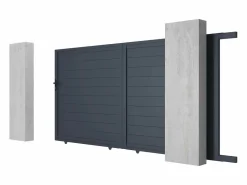 EXPERTLAND Portón * Portón corredero de aluminio antracita Ancho 374 x Alt. 180 cm - NAZARIO Gris antracita