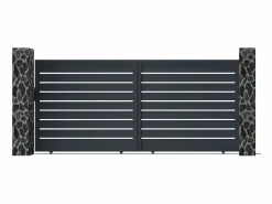 EXPERTLAND Portón * Portón corredero de aluminio antracita - 392x176 cm - PRIMO Gris antracita