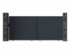 EXPERTLAND Portón * Portón corredero de aluminio antracita Ancho 392 x Alt. 173 cm - NAZARIO Gris antracita