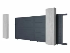 EXPERTLAND Portón * Portón corredero de aluminio antracita Ancho 392 x Alt. 173 cm - NAZARIO Gris antracita